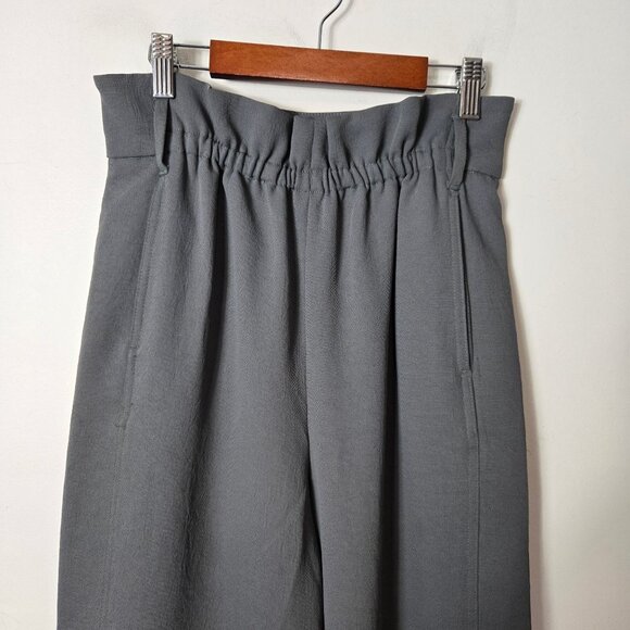 Aritzia Wilfred Size 2 Wide Leg Elastic Waist Pull-On Ankle Pants Green High-Wa - Picture 3 of 10
